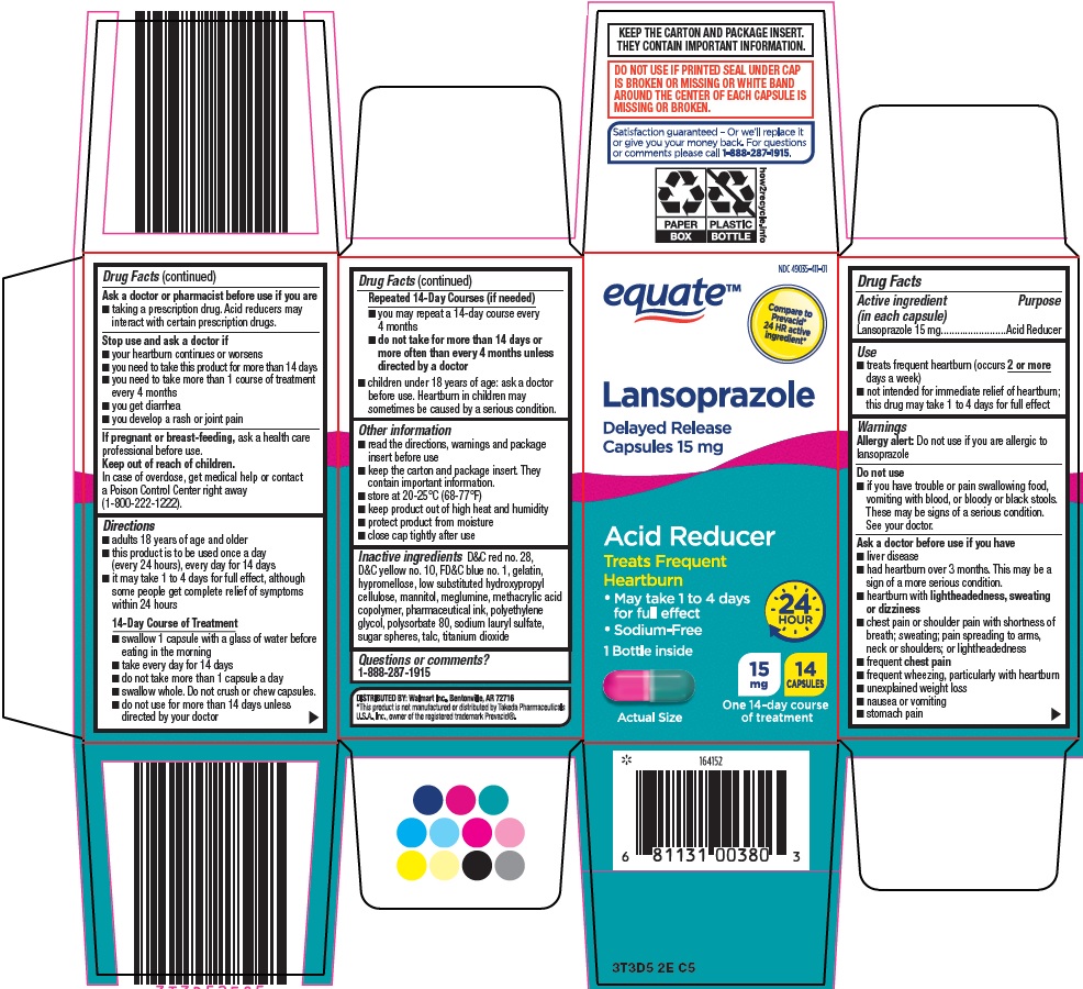 Wal-Mart Lansoprazole Delayed-Release Capsules, 15 mg Drug Facts