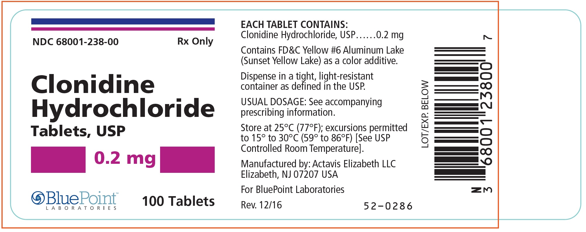 03 Clonidine HCl 0.2 100s US