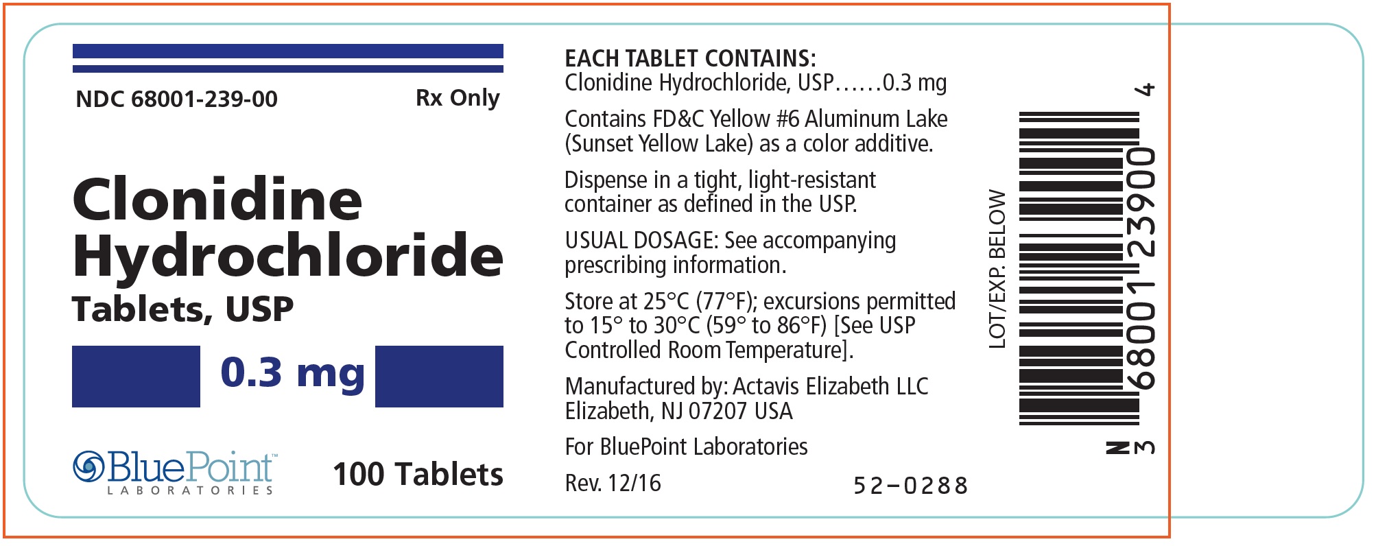 05 Clonidine HCl 0.3 100s US