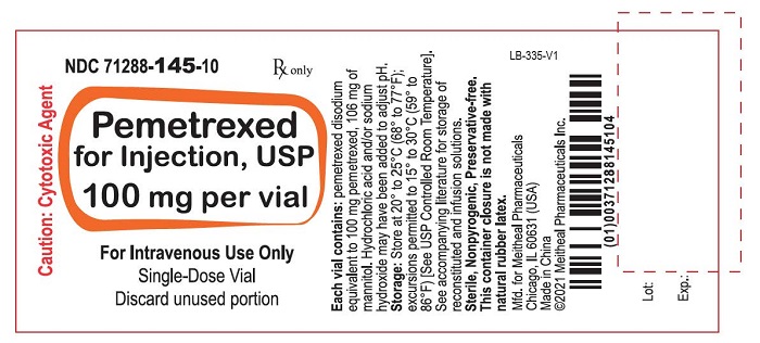 PRINCIPAL DISPLAY PANEL – Pemetrexed for Injection, USP 100 mg Vial Label