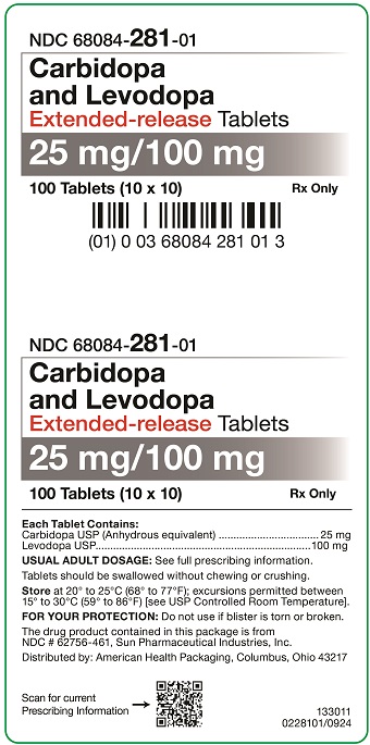 25 mg/100 mg Carbidopa and Levodopa Extended Release Tablets Carton