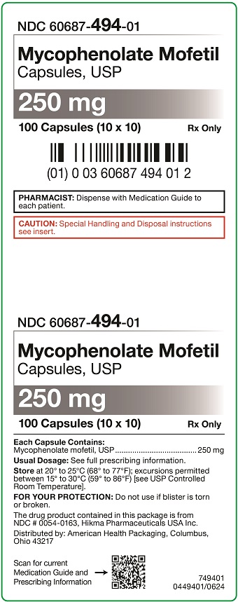 250 mg Mycophenolate Mofetil Capsules Carton