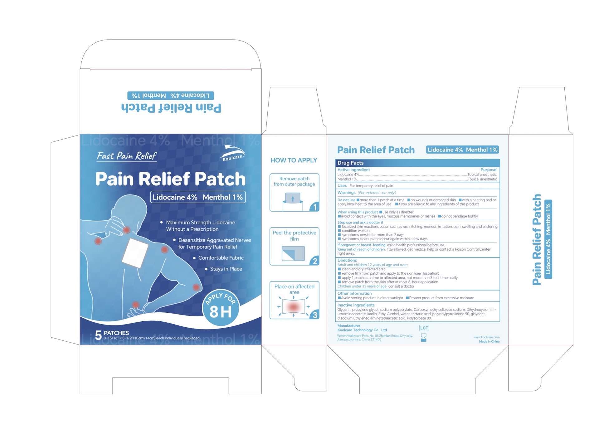 4% Lidocaine plus 1% Menthol Pain Relief Patch NDC: 84205-003-01