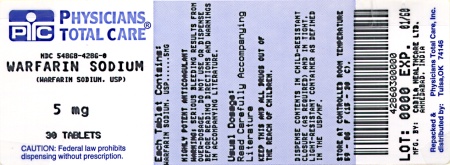 Warfarin sodium 5 mg tablets