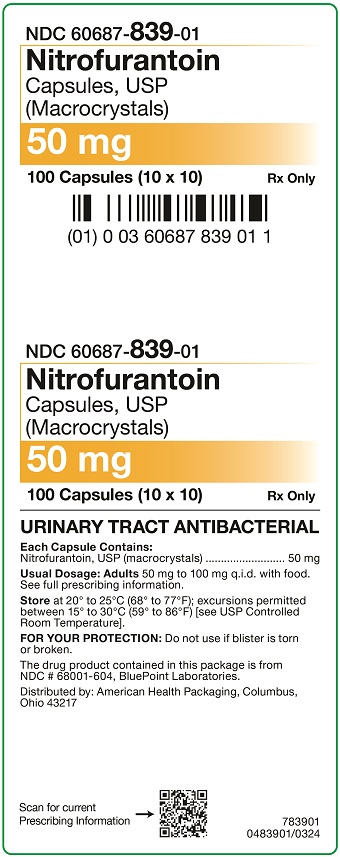 50 mg Nitrofurantoin Macrocrystals Capsules Carton