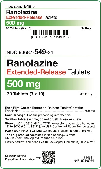 500 mg Ranolazine ER Tablets Carton