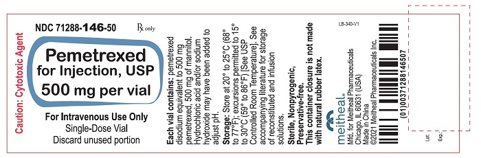 PRINCIPAL DISPLAY PANEL – Pemetrexed for Injection, USP 500 mg Vial Label