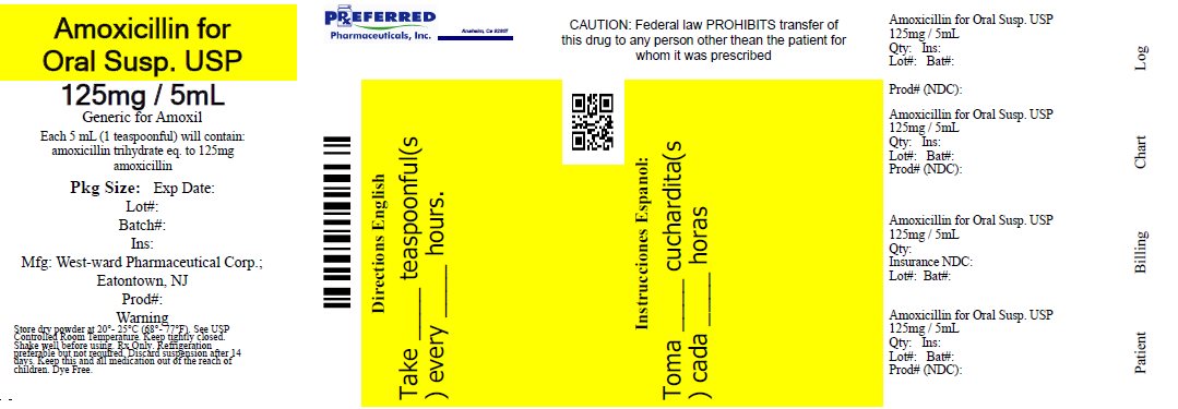 Amoxicillin for Oral Susp. USP 125mg / 5mL
