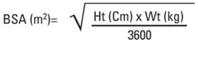 Body surface area (BSA) Equation