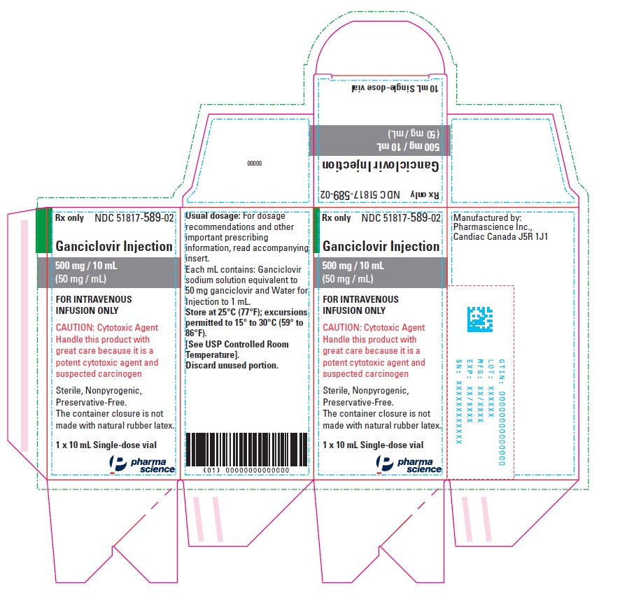 Ganciclovir Injection box label 1x10 mL