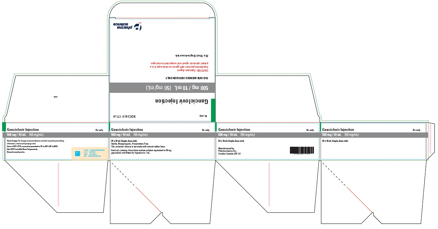 Ganciclovir Injection box label 25x10 mL