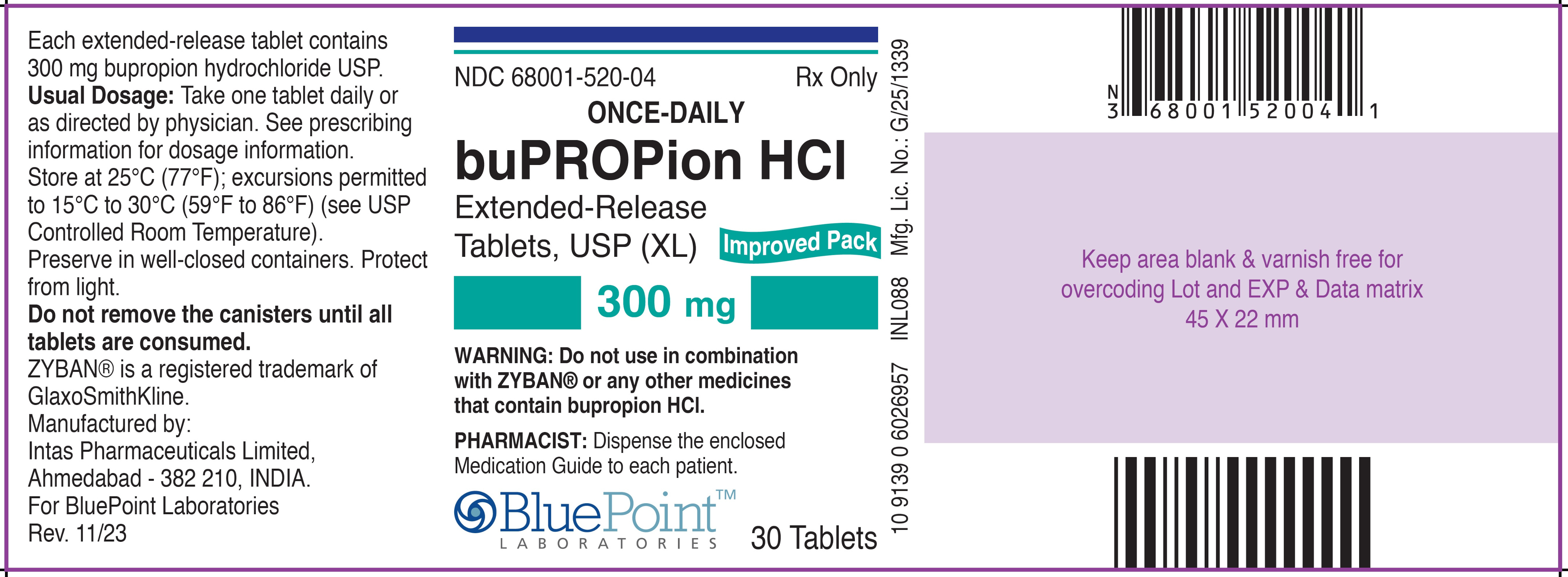 Bupropion HCL ER Tabs 300mg 30s Label Rev 11-23