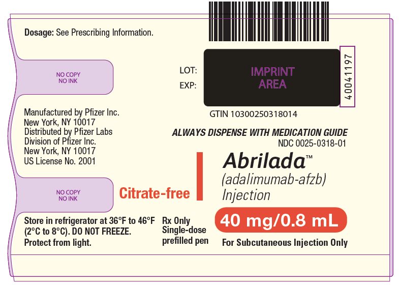 PRINCIPAL DISPLAY PANEL - 0.8 mL Prefilled Pen Label - NDC 0025-0318-01