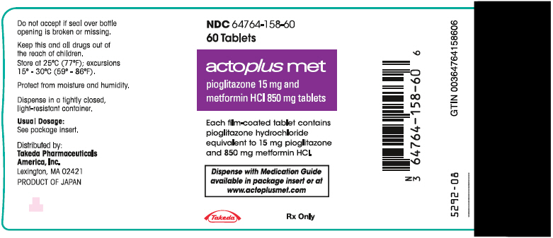 PRINCIPAL DISPLAY PANEL - 15 mg/850 mg Tablet Bottle Label