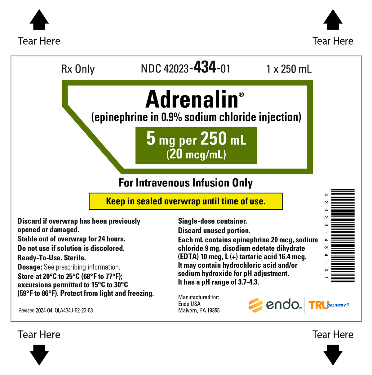 5 mg per 250 mL (20 mcg/mL)