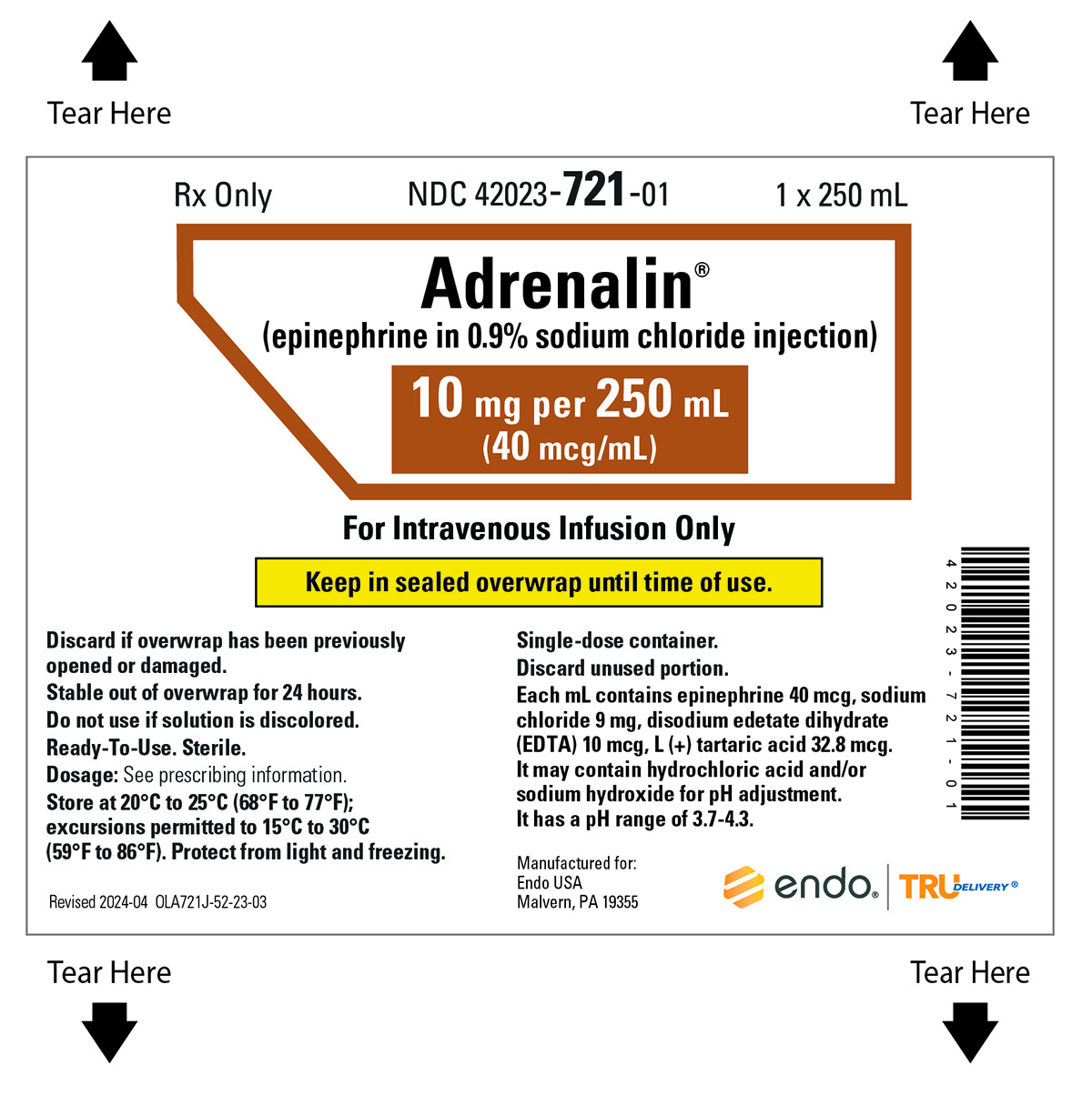 10 mg per 250 mL (40 mcg/mL)