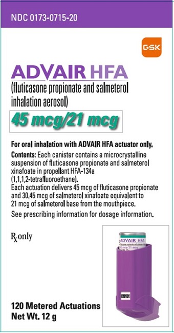 Advair HFA 45mcg-21mcg 120 dose carton