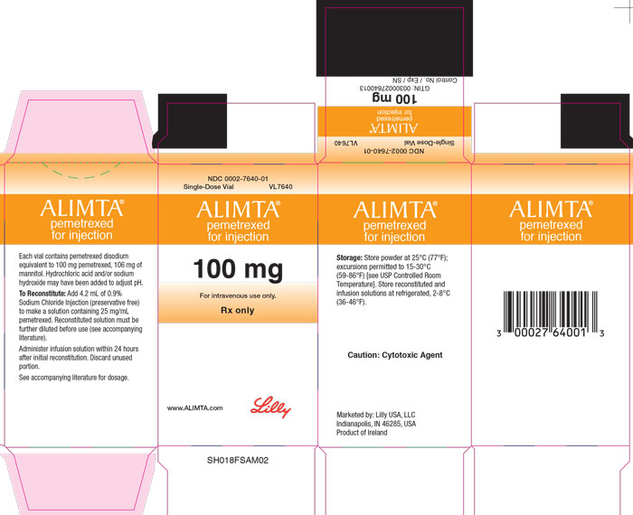 PACKAGE CARTON – ALIMTA 100 mg single-dose vial
