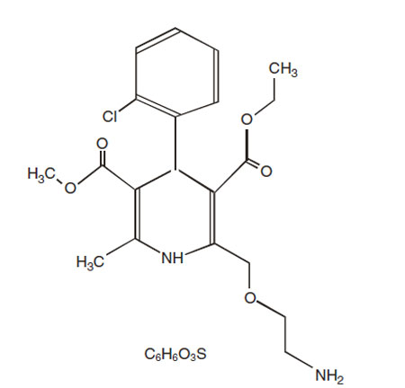 This is an image of the structural formula for Amlodipine Besylate.