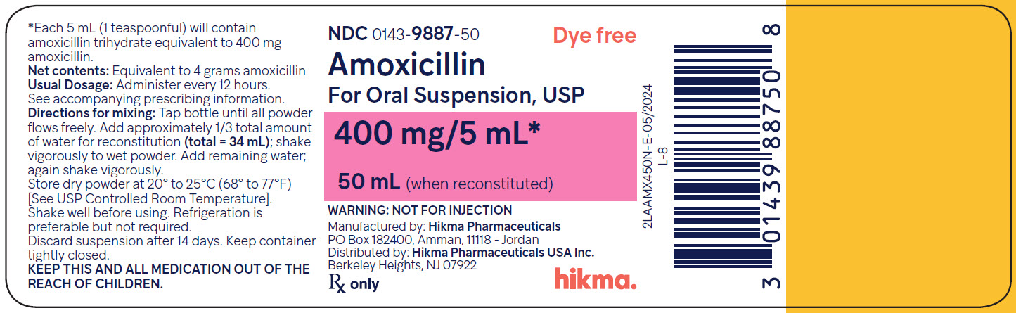 Amoxicillin For Oral Suspension USP, 400 mg/5 mL (50 mL when reconstituted) bottle label image