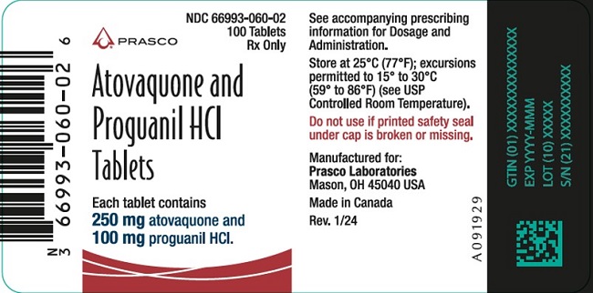 Atovaquone and Proguanil HCL 100 ct label 