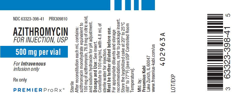 PACKAGE LABEL - PRINCIPAL DISPLAY - Azithromycin 500 mg Vial Label
