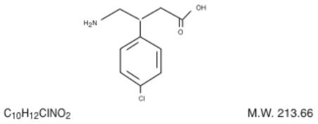 The structural formula of Baclofen.