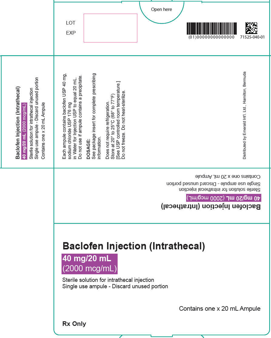 PRINCIPAL DISPLAY PANEL - 40 mg/20 mL Ampule Box