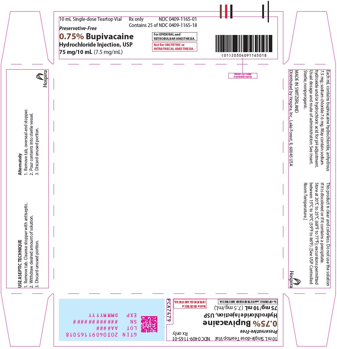 PRINCIPAL DISPLAY PANEL - 75 mg/10 mL Vial Tray - 1165