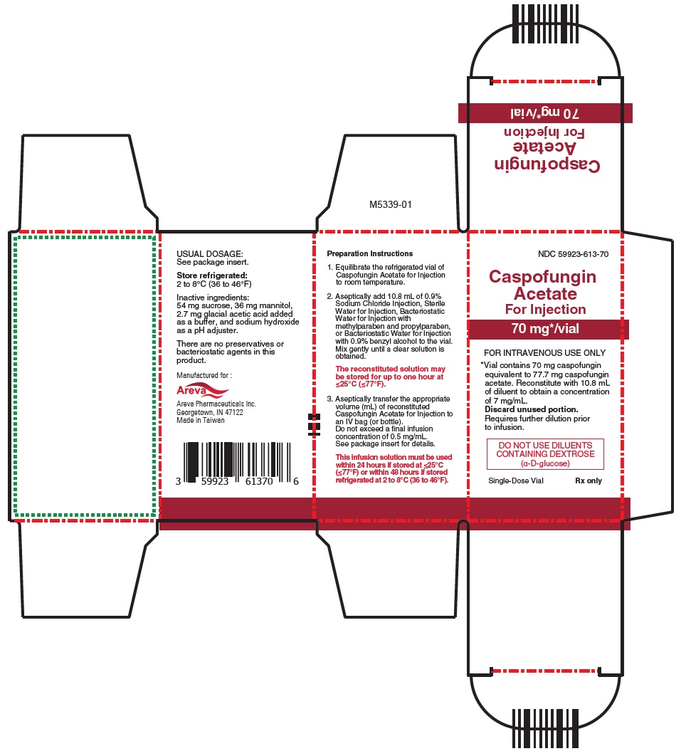 Caspofungin acetate for injection 70 mg NDC 59923-613-70 Carton 