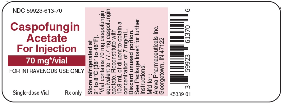 Caspofungin acetate for injection 70 mg NDC 59923-614-70 label