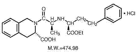 image of chemical structure for quinapril hydrochloride