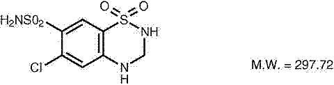 image of chemical structure for hydrochlorothiazide