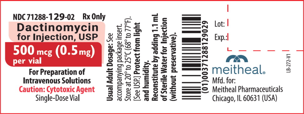 Principal Display Panel – Dactinomycin for Injection, USP 500 mcg Vial Label
