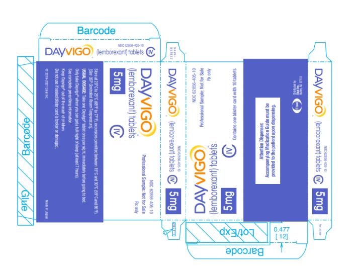 NDC 62856-405-10
DAYVIGO
(lemborexant) tablets
5 mg
Professional Sample: Not for Sale
