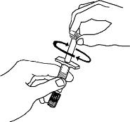 6.	Attach the plunger to the gray rubber stopper in the syringe by turning the plunger clockwise until you feel a slight resistance.