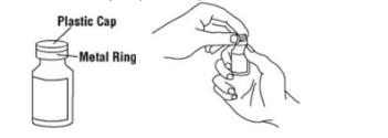 Remove the pink plastic cap from the Enbrel vial.  Do not remove the gray stopper or silver metal ring around the top of the Enbrel vial.  Write the date you mix the powder and solution on the supplied “Mixing Date:” sticker and attach it to the Enbrel vial.