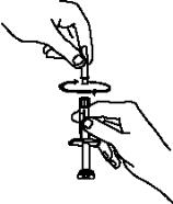 17.	Twist the 27 gauge needle onto the syringe until it fits snugly.  Do not remove the needle cover from the syringe.  Place the syringe on your flat work surface until you are ready to inject Enbrel.