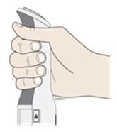 Finger grip
When injecting, hold the AutoTouch™ reusable autoinjector with fingers wrapped around the gray finger grip.
