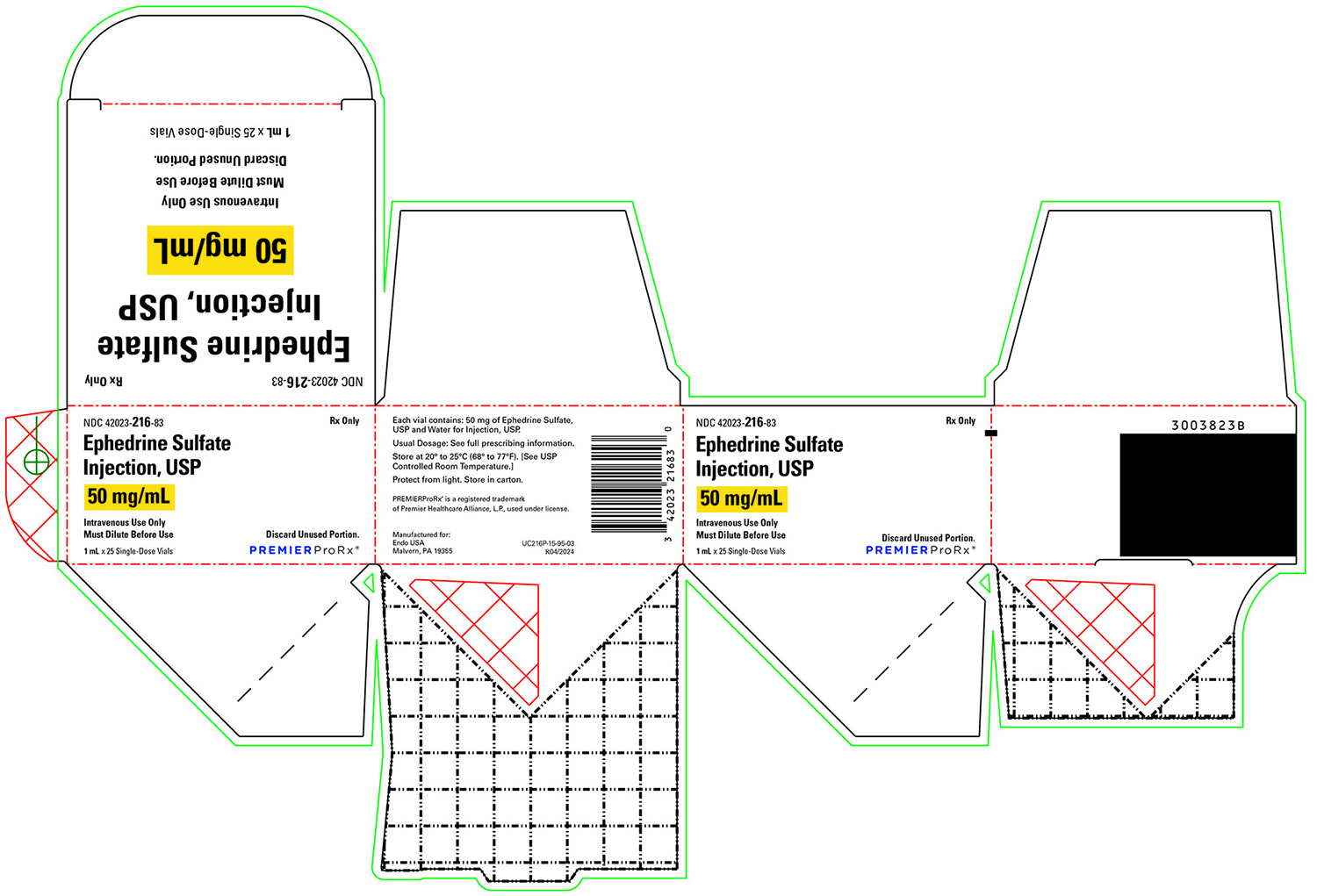 This is an image of Ephedrine Sulfate Injections 50 mg/mL carton.