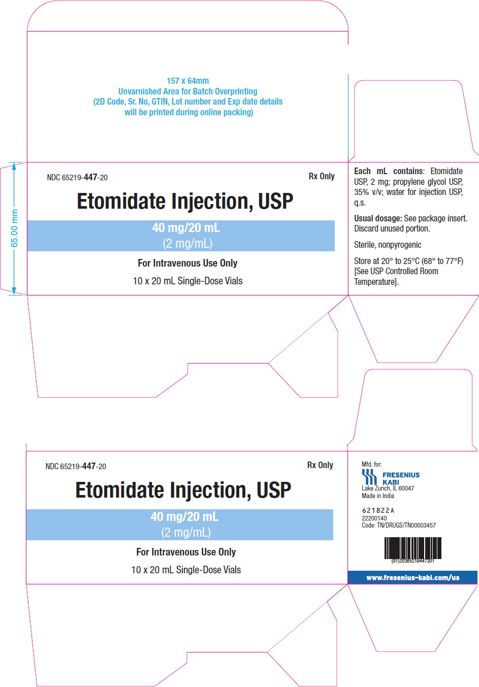 PACKAGE LABEL - PRINCIPAL DISPLAY –Etomidate Injection, USP Single-Dose Carton
