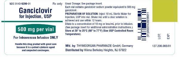 Ganciclovir for Injection, USP 500 mg per vial Container Label