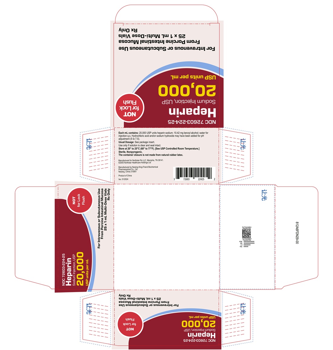 Principal Display Panel – Heparin Sodium Injection, USP 20,000 USP Units Carton