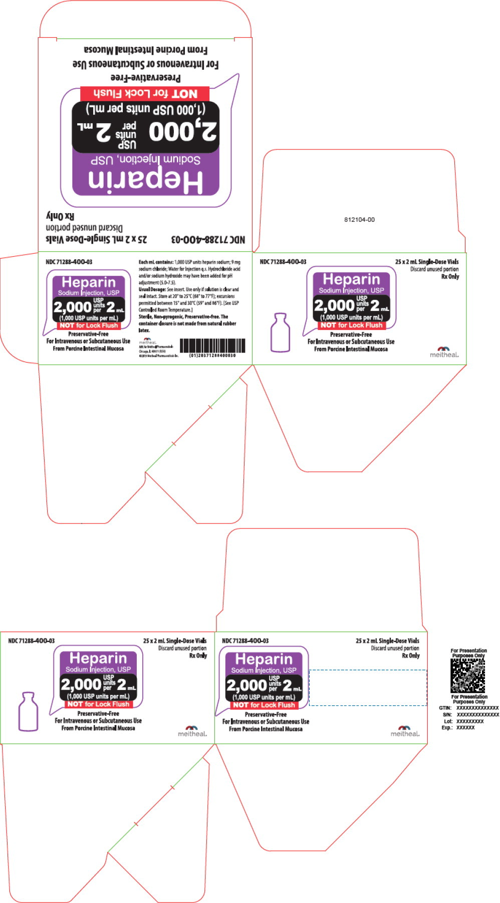 Principal Display Panel – Heparin Sodium Injection, USP 2000 USP Units Carton
