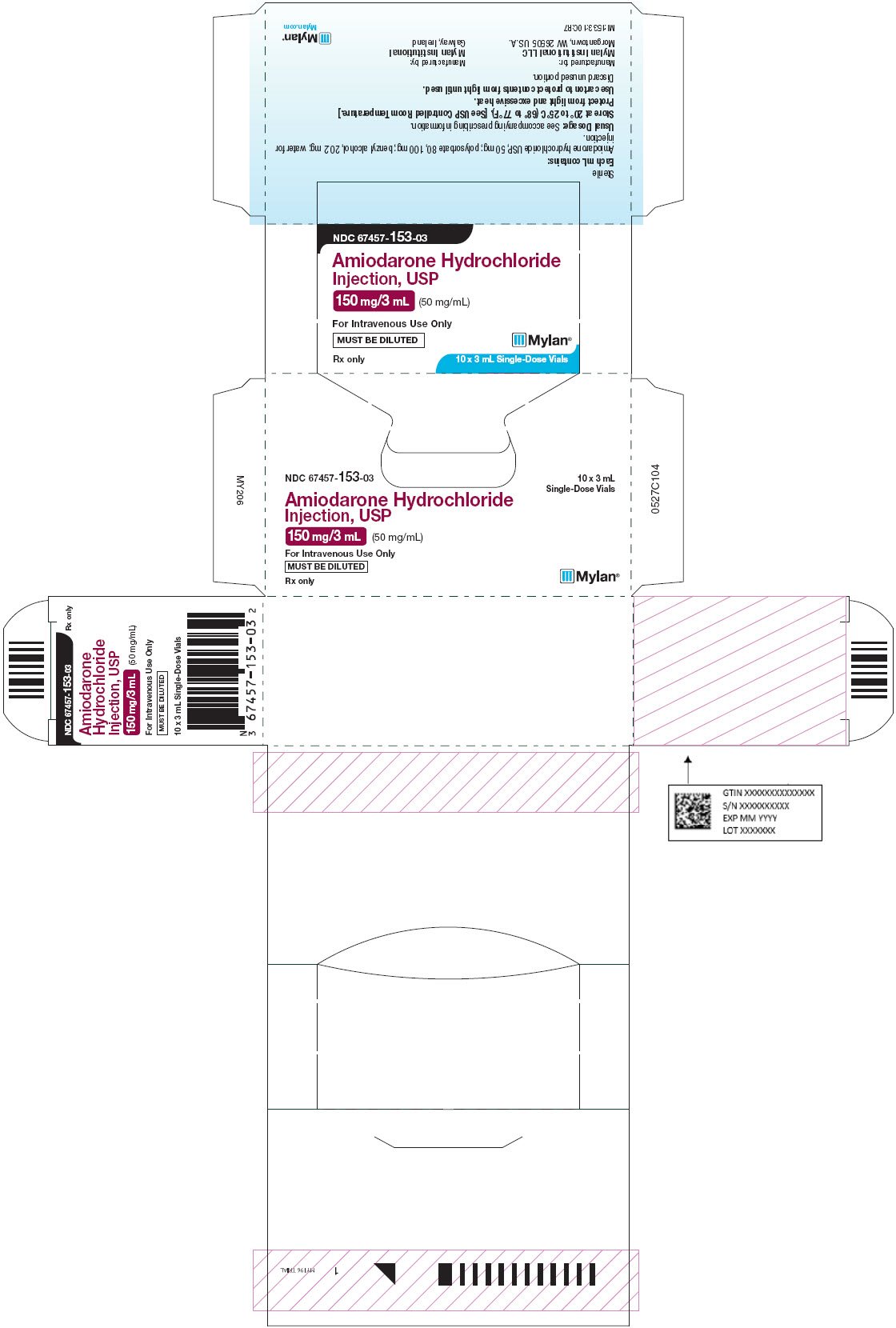 Amiodarone Hydrochloride Injection USP, 150 mg/3 mL Carton Label