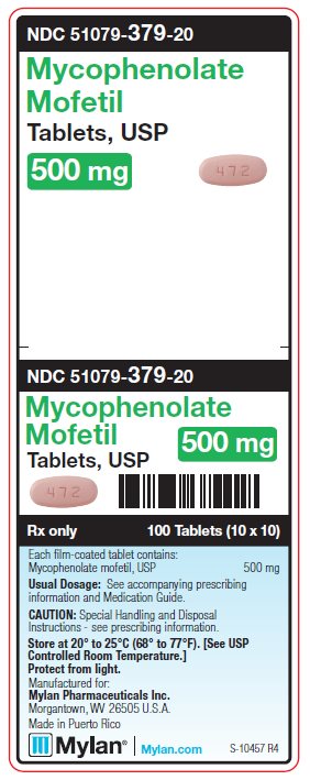 Mycophenolate Mofetil 500 mg Tablets Unit Carton Label