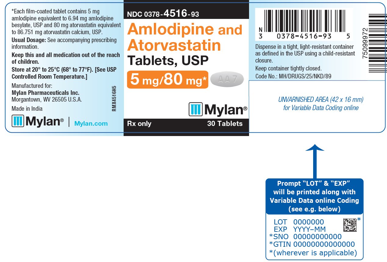 Amlodipine and Atorvastatin Tablets, USP 5 mg/80 mg Bottle Label