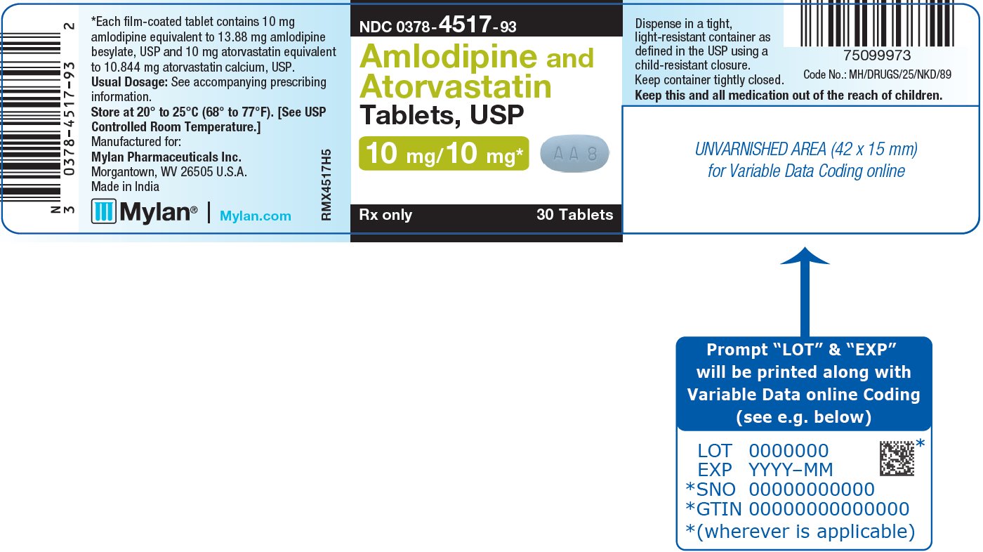 Amlodipine and Atorvastatin Tablets, USP 10 mg/10 mg Bottle Label