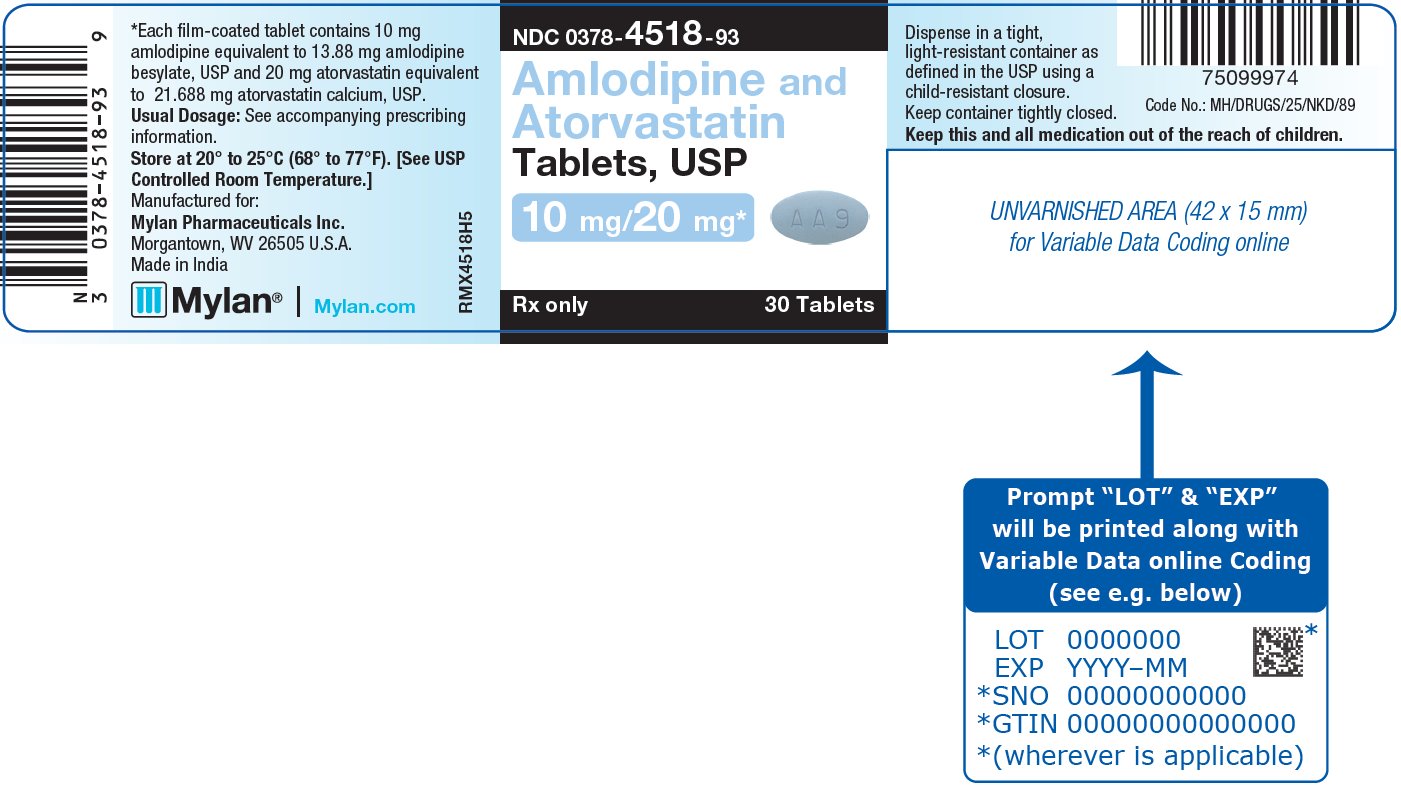 Amlodipine and Atorvastatin Tablets, USP 10 mg/20 mg Bottle Label