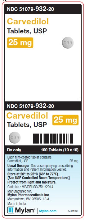 Carvedilol 25 mg Tablets Unit Carton Label